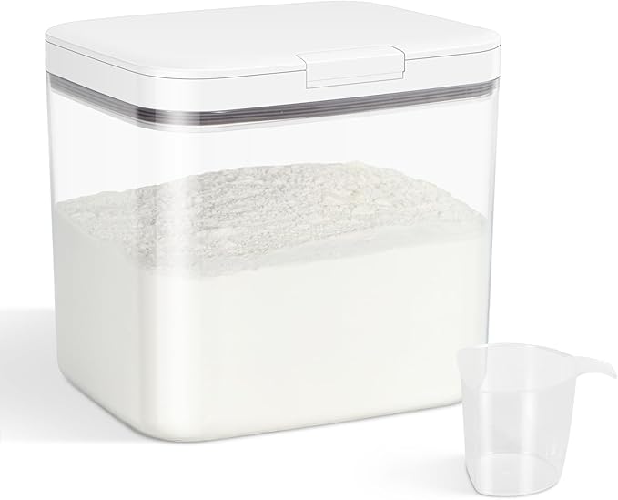 TBMAXS Versatile Storage Container Bin with Pop-up Lid & Scoop, Rice Flour Container Dog Cat Food Storage Container, Laundry Room Organization Household Essentials Kitchen Pantry Organizers
