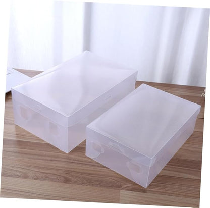 SHINEOFI 6pcs White Flip-top Shoe Storage Boxes 33x20x12cm Large Dustproof Plastic Shoe Organizers for Home Closet Space-saving Stackable Containers