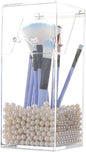 Sooyee Makeup Brush Holder,Makeup Brush Organizer with 8mm White Pearls,Dustproof Makeup Brush holder with Lid