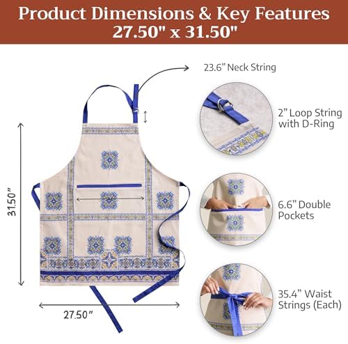Maison d' Hermine Aprons for women with Pocket 100% Cotton (27.50"x31.50") - Image 5