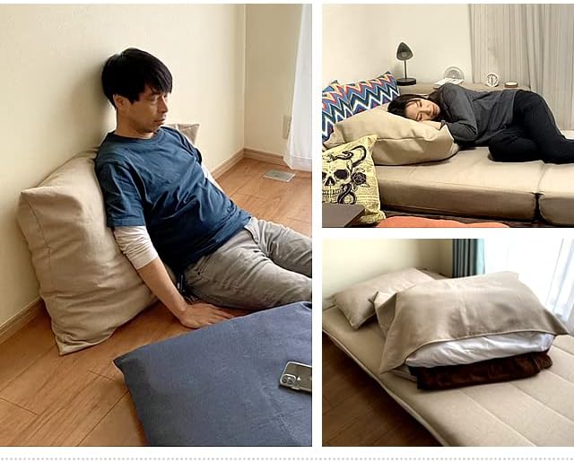 With SOFA Futon Storage Futon Storage Bag for Comforter Washable Simple Storage Case Cushion Cover Plain Futon Storage Bag that Turns Your Futon into a Cushion Closet Storage b956 (Milk Tea)