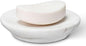 Natural Marble Soap Dish, Round White Jewelry Dish 4.5 Inch, Limestone Shower Soap Holder, Modern Stone Sponge Holder with Beveled Edge, Bar Soap Saver Tray for Bathroom, Kitchen