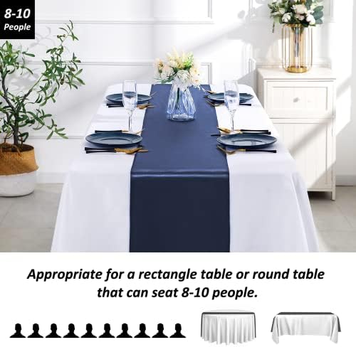 SiinvdaBZX 12 Pcs Navy Blue Satin Table Runner 12 x 108 inches Long - Image 3