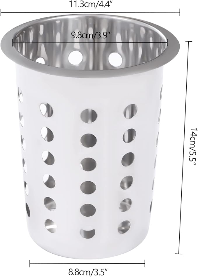 Commercial 4-Hole Stainless Steel Cylinder Flatware Silverware Utensil Holder Organizer Caddy, Detachable Countertop Utensil Dispenser for Forks Spoons Knives for Restaurant Kitchen Buffet