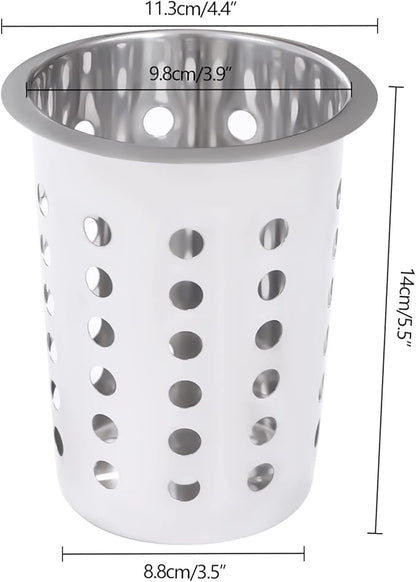 Flatware Organizers, Modern Minimalist Stainless Steel Utensil Holder, 4 Hole Cylinder Cutlery Organizer Caddy with Removable Inserts for Kitchen Counter Storage