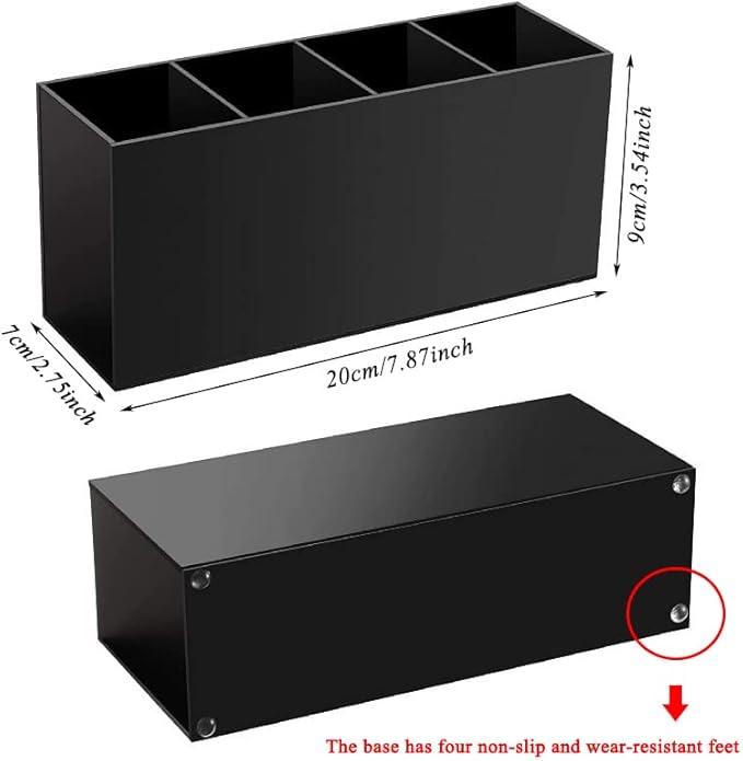 AKOAK 1 Pack Black and White Three Grid desktop Storage Box, Girl Makeup Brush Lipstick Eyebrow Pencil Display Stand, Office Pen Holder, Dressing Table, Bathroom Makeup Tool Storage Box (Black)