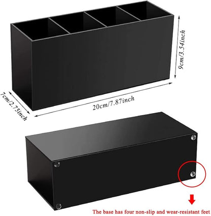 AKOAK 1 Pack Black and White Three Grid desktop Storage Box, Girl Makeup Brush Lipstick Eyebrow Pencil Display Stand, Office Pen Holder, Dressing Table, Bathroom Makeup Tool Storage Box (Black)