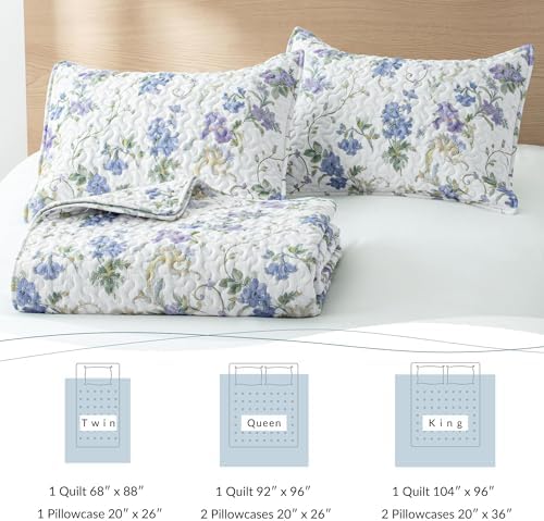 Exclusivo Mezcla Floral Reversible Quilts Queen Size Bedding Set, Lilac - Image 6