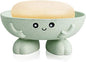 Soap Holder, Cartoon Lovely Soap Box for Bathroom and Kitchen Bathtub Sink Anti-Slip Design Soap Case Cute Soap Dish (Green)