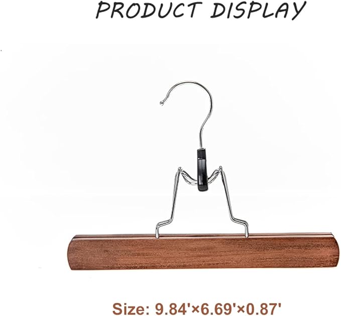 Wooden Skirt Hanger Wood Skirt Clip Non Slip 3 Pack Clothe Hanger Pant Hanger-Brown