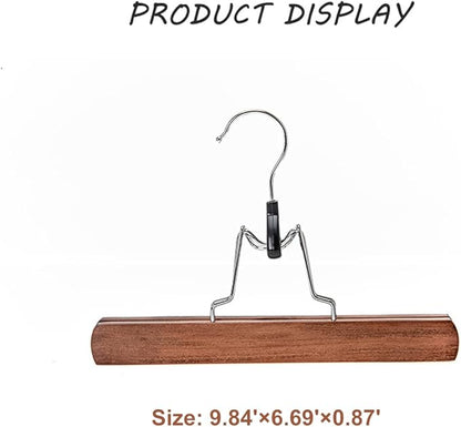 Wooden Skirt Hanger Wood Skirt Clip Non Slip 3 Pack Clothe Hanger Pant Hanger-Brown