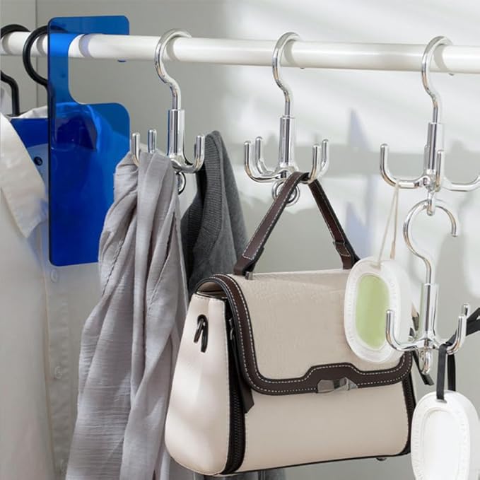 Unomor 4-Claw Rotating Hook Swivel Coat Hat Hook 360 Degree Multi-Purpose Belt Hanger for Clothes Bags Scarves Home Storage Organization