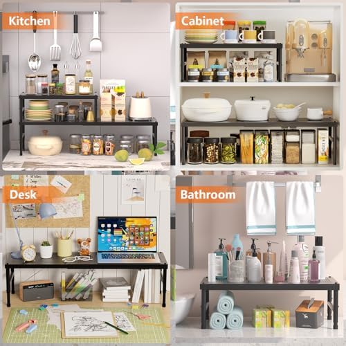 2 Pack Expandable adjustable stackable kitchen cabinet organizer,spice rack - Image 6