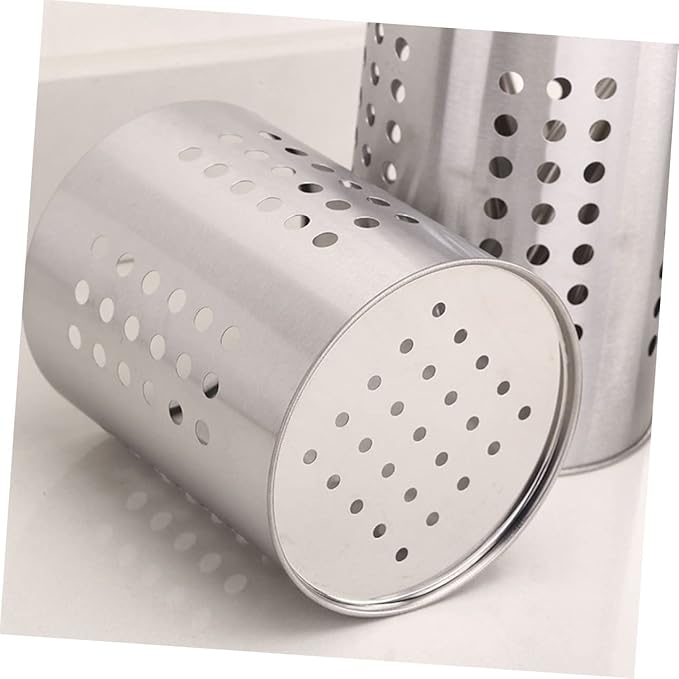 stainless steel cutlery bucket tableware rack cooking utensil organizer flatware cylinder stainless steel utensil drainer chopstick stand case flatware strainer desktop spoon fork