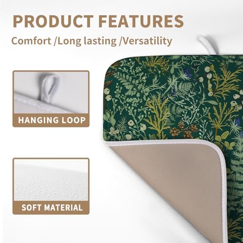 Dark Green Plant Dish Drying Mat for Kitchen Counter Vintage Botanical Floral Leaf Dishes Drying Mat Absorbent Microfiber Dish Draining Pad Washable Dish Drainer Rack Mats 16x18 Inch - Image 3