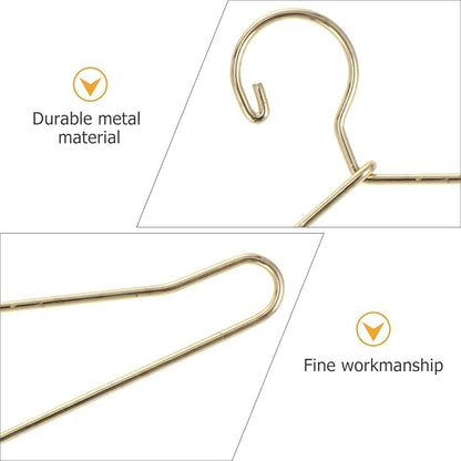 Abaodam 10pcs Mini Hanger Wire Hangers Dress Outfit Holders Mini Doll Coat Hanger Baby Dolls Baby Closet Hangers Gold Black Doll Playhouse Metal Wardrobe Fashion Toddler, Golden