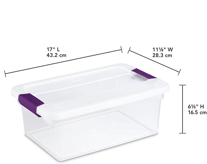Sterilite 12-Pack ClearView Latch Box, Stackable Organizer Bins with Lids, 15 Quart - Clear Plastic Organization Containers for Closet, Bedroom, Shelving Units and Home or Office Storage
