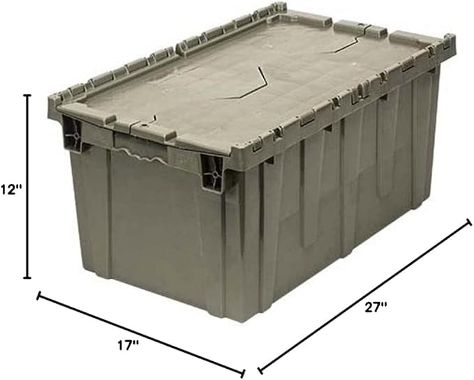 Quantum QDC2717-12 Distribution Bin, Heavy Duty Attached Top Container, 16-9/16"W x 27-5/16"L x 12-1/2"H Overall Size, 2.2 Volume