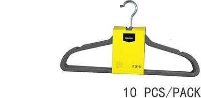 Amazon Basics Slim Velvet Non-Slip Space Saving Suit Clothes Hangers for Closet Organization, Gray/Silver, 100-Pack