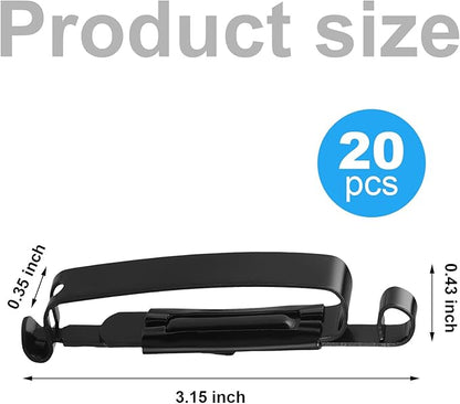 20 Pcs Metal Belt Clip Reusable Slides Strap Clip Holder for Outdoor Camping Belt Kettle Sling Bag Backpack, Black