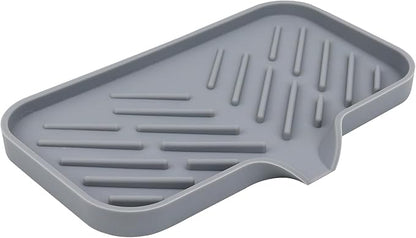 Yasmen Silicone Bathroom Soap Dishes, Sink Sponge Holder for Kitchen, Rubber Soap Dish with Drain, Shower Soap Sponge Tray, Sink or Counter Organizer, for Bar Soap, Bottle, Dish Soap Dispenser-Grey