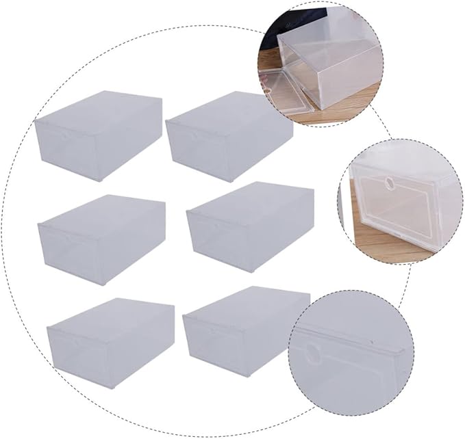 Holibanna 6pcs Transparent Plastic Shoe Organizer Box Clamshell -friendly Pp Material Stackable Storage for Sneakers Simple Design Scratch Resistant