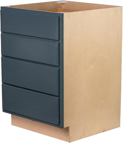 Quicklock RTA (Ready-to-Assemble) | Base Kitchen Cabinets - Shaker Style | Made in America (Needlepoint Navy, 24" Wx34.5 Hx24 D 4 Drawer)
