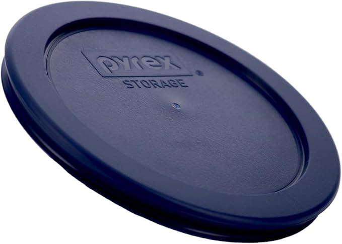 Pyrex 7200-PC 2 Cup Dark Blue Round Storage Lids - Original Genuine Pyrex Lids - 2 Pack