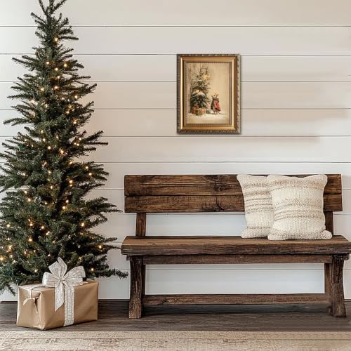 Vintage Christmas Mouse Canvas Wall Art Print, Cottagecore Farmhouse Xmas Wall Decor, Retro Rustic Winter Holiday Art Print, Aesthetic Cute Mouse Decor for Nursery Bedroom, 8" x 10" UNFRAMED - Image 4