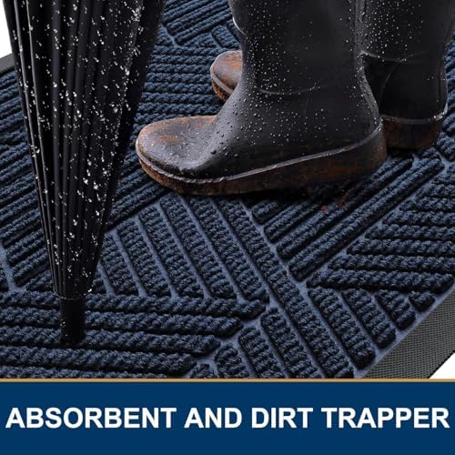 Smiry Front Door Mat Outside Entrance, Low Profile Rubber Doormat, 29.5x17 - Image 3