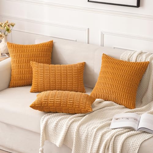 MIULEE Fall Decorative Throw Pillow Covers 20x20 Burnt Orange Pack of 2 - Image 2