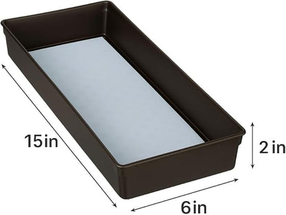 Drawer Organizer Tray – Durable Gray Plastic Storage Bin for Office, Kitchen, and Bathroom Drawers, Non-Slip Bottom, 6 x 15 x 2 Inches