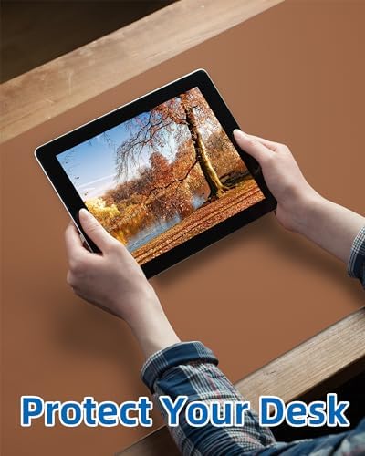Non-Slip Desk Pad,Mouse Pad,Waterproof PU Leather Desk Protector,Ultra Thin Large Desk Blotter,Waterproof Keyboard mat for Office/Home/Decor(Brown 23.6" x 13") - Image 4