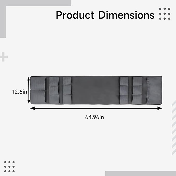 15-Pocket Fridge Storage Hanger, Gray Fabric Hanging Mini Fridge Caddy, 65 x 12.6 in / 165 x 32 cm, Over The Door Organizer for Kitchen, Pantry, Condiments, Utensils, Space Saving