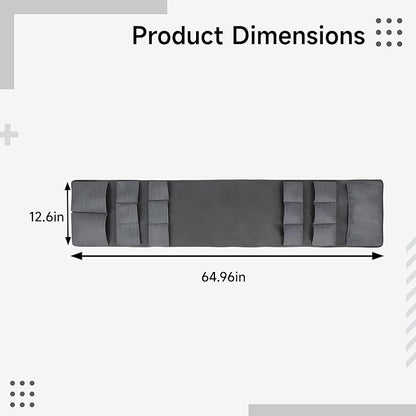 15-Pocket Fridge Storage Hanger, Gray Fabric Hanging Mini Fridge Caddy, 65 x 12.6 in / 165 x 32 cm, Over The Door Organizer for Kitchen, Pantry, Condiments, Utensils, Space Saving