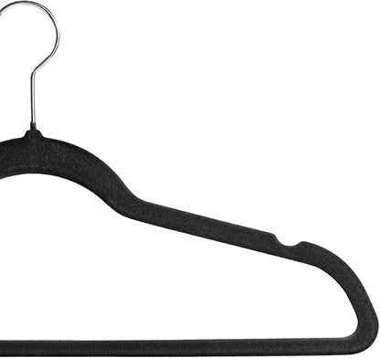 Premium Velvet Hangers 50 Pack, Non-Slip Suit Clothes Hangers, 360 Degree Swivel Hooks and Slim Profile to Maximize Closet Space Black/Silver