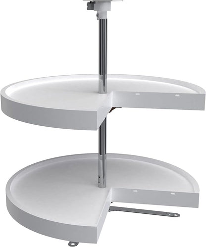 Rev-A-Shelf 2 Tier Pie-Cut Lazy Susan for Corner Base Cabinets, Plastic, 24" Double Shelf Swivel Kitchen Spice/Can Organizer, 24" W x 14" D x 26" H, White, 6942-24-11-52