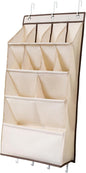 Dorm Hanging Shoe Holder Hanging Shoe Organizer for Door Multipurpose Hanging Storage Bag for Closet Door Hanger Door Shoe Rack for Clothing, Beige 11 grids