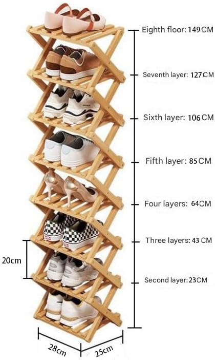 Shoe Racks, Foldable Shoes Organizer Free Standing Shelf for Entryway, Closet, Bedroom, Hallway, | Natural | Functional | Multifunctional Shoe Rack (Seven layers of tawny)