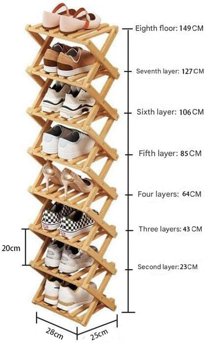 Shoe Racks, Foldable Shoes Organizer Free Standing Shelf for Entryway, Closet, Bedroom, Hallway, | Natural | Functional | Multifunctional Shoe Rack (Seven layers of primary colors)
