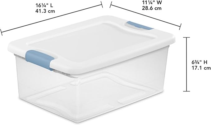 Sterilite 12 Pack 15-Quart & 6 Pack 25-Quart Storage Bins, Stackable Clear Plastic Totes w/ Latch Lids