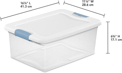Sterilite 12 Pack 15-Quart & 6 Pack 25-Quart Storage Bins, Stackable Clear Plastic Totes w/ Latch Lids