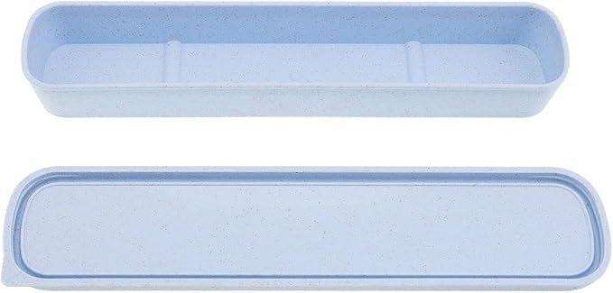 1pcs Portable Flatware Box Travel Tableware Storage Case Box, Utensil Case Flatware Storage Box for Cutlery Kit, 9.84 x 2.40 inch (Blue)