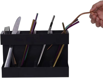Wall Mounted Metal Straw Storage Organiser for Kitchen Restaurant Hotel Cabinet Door Space Saving Chopstick Dispenser