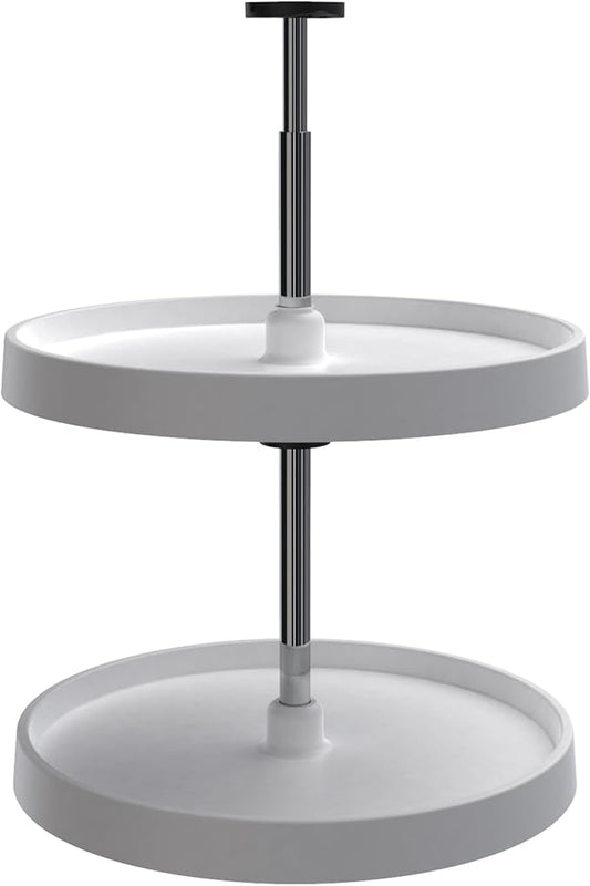 Rev-A-Shelf 2 Tier Full-Circle Lazy Susan for Corner Wall Cabinets Plastic 18" Double Shelf Swivel Kitchen Spice/Can Organizer, White, 3072-18-11-52