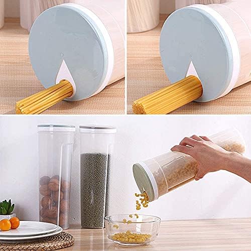 2 Pcs 2L Tall Clear Spaghetti Pasta Storage Container with Adjustable Lid,Multi- Plastic Kitchen Food Storage Jar, Blue,Green