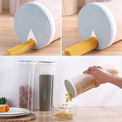 2 Pcs 2L Tall Clear Spaghetti Pasta Storage Container with Adjustable Lid,Multi- Plastic Kitchen Food Storage Jar, Blue,Green