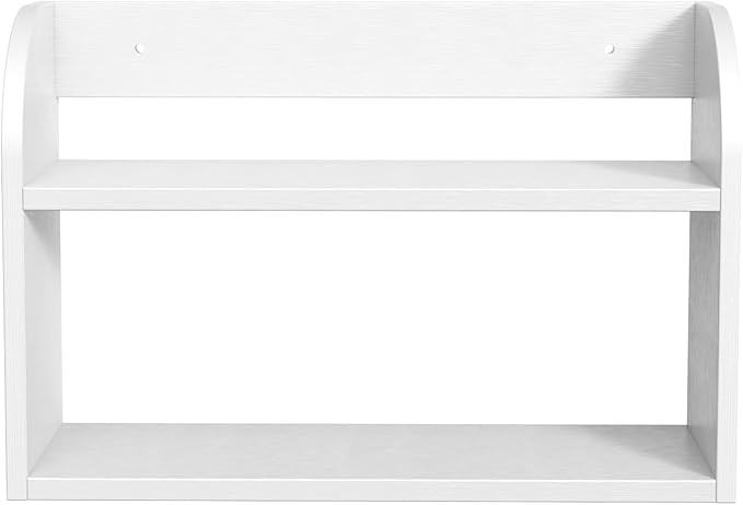 ROMGUAR CRAFT 2 Tier Bamboo Spice Rack, Countertop or Wall Mounting Wood Spice Jars Organizer Shelf for Kitche, Pantry (White)
