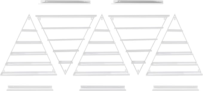 Elegant Wall Mounted Nail Polish Storage Rack Set of 10 Triangular Cosmetic Display Shelves for Essential Oil Bottles, Organize Your Lipsticks and Perfumes in Style at Home or Salon (White)