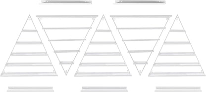 Elegant Wall Mounted Nail Polish Storage Rack Set of 10 Triangular Cosmetic Display Shelves for Essential Oil Bottles, Organize Your Lipsticks and Perfumes in Style at Home or Salon (White)